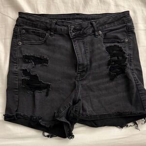 American Eagle Outfitters Black Ripped Jean Shorts